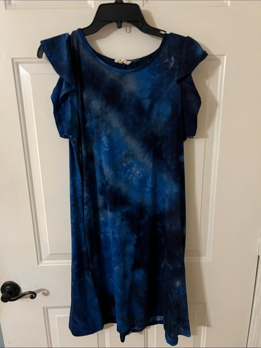 Blue Tie-Dye Short Sleeve Women's Dress